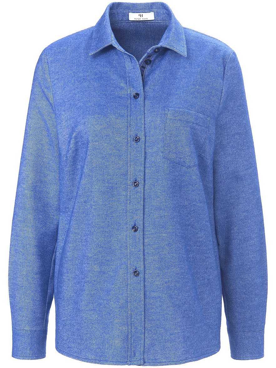 Bluse Hemdkragen Peter Hahn blau Größe: 46