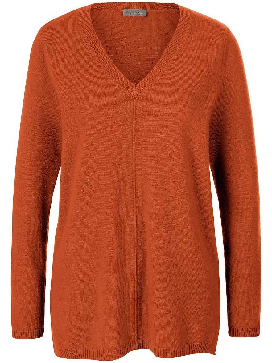 V-Pullover aus 100% Premium-Kaschmir include orange Größe: 42