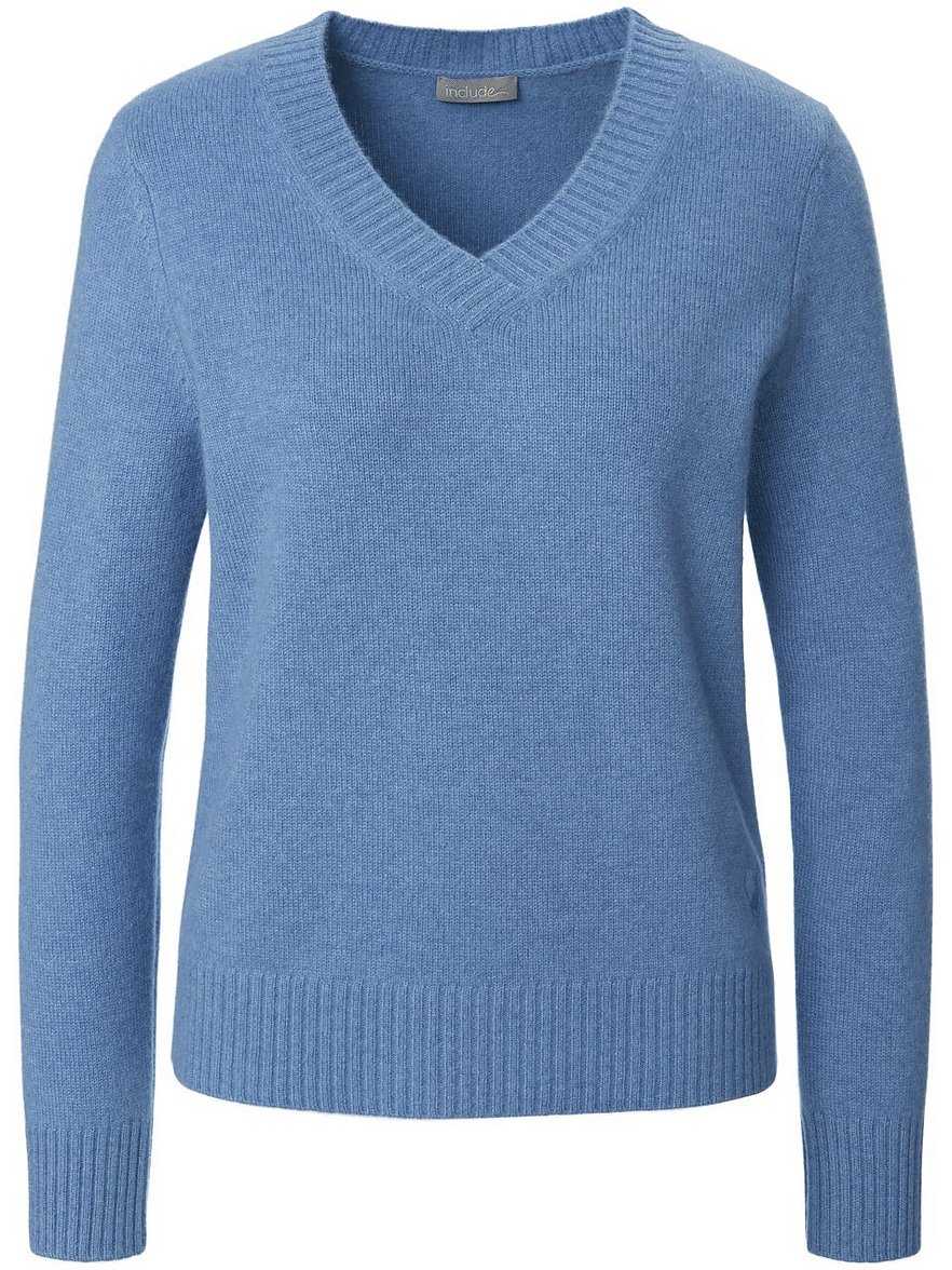 V-Pullover aus 100% Premium-Kaschmir include blau